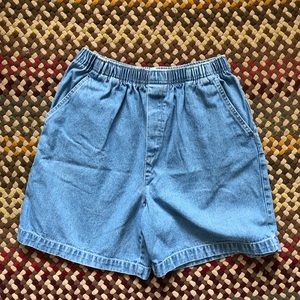 VINTAGE denim elastic banded shorts